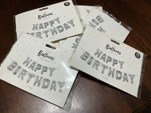 Happy Birthday Ballon Banner - Silber Restposten 7 Sets Blow Up Sets 14" - Bild 1 von 5