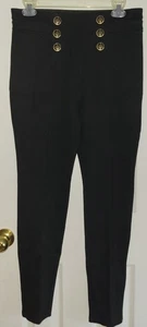 NWT Stoosh Black Leggings Pants Button Sailor Look Design Large Pull On - Picture 1 of 6