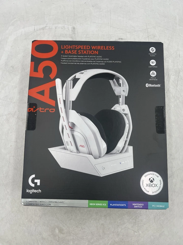 Logitech A50 Wireless Base Station Gaming Headset White 939-002229 -