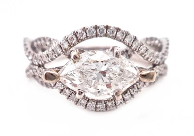 14K WHITE GOLD GIA CERTIFIED 1.36CTW MARQUISE DIAMOND ENGAGEMENT RING - Image 1 of 4