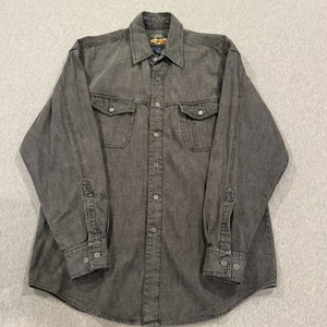 Vintage High Sierra Mens Denim Medium M Gray Long Sleeves 100% Cotton Shirts - Picture 1 of 8