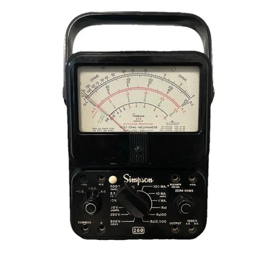 Vintage Simpson 260 6P Volt Ohm Multimeter Case Leads 1970s Not tested as is B2 - Image 1 of 4