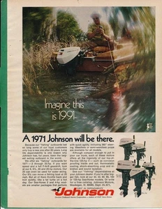 Zeitschriftenanzeige - 1971 - Johnson Außenborder - 5 abgebildete Modelle - Bild 1 von 1