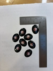 8 Stück Vintage Guilloche Emaille Fundstücke Cabochons rosa geblümt 1950-60’er Jahre - Bild 1 von 1