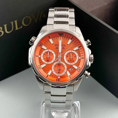 Bulova 96B395 Marine Star Orange Dial Chronograph Men's Quartz Watch 43mm - Image 1 of 4