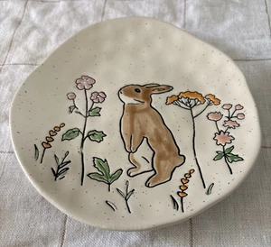 Eli & Ana Hase Handarbeit Keramik Teller 6”x5” skurril Cottagecore Bauernhaus - Bild 1 von 7