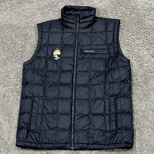 Marmot Weste Herren XL schwarz 700 Füllung Daunen isoliert Full Zip Puffer Klettern Logo - Bild 1 von 17