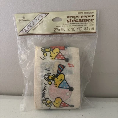 Serpentinas de papel crepé Peanuts Snoopy de colección sello Woodstock fiesta nuevo en stock 1965 Foto 1 de 4