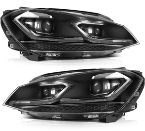Headlamp Fits Volkswagen Golf 2015-17 Projector LED DRL Headlights Assembly Pair - Picture 1 of 11