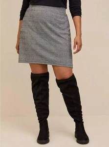 Torrid schwarz weiß Fischgrät Mini Studio Strick hohe Taille Rock adrette Akademie - Bild 1 von 12