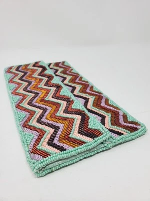 Sobre con cuentas Bolso sin asas Bolso de mano Chevron Zigzag Boho Festival Aqua Tribal 8" Foto 1 de 4