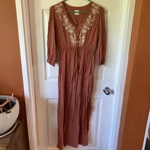 Abito donna blu antipioggia taglia small maxi manica 3/4 nappa ricamato estivo - Foto 1 di 14