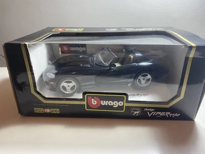 Modellino auto Burago scala 1:18 1993 Dodge Viper RT/10 nero cod 3065 pressofuso in scatola - Immagine 1 di 3