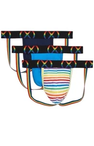 2 (X) IST 3er-Pack Sport Mesh Pride Jock Strap Regenbogen Einzelhandel $ 42 Größe Large für Herren - Bild 1 von 3