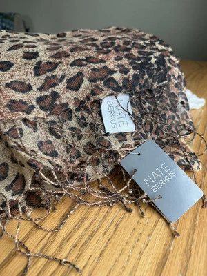 Nate BERKUS Leopard Throw  Scarf  Runner     72”x24” NWT Linen - Image 1 of 2
