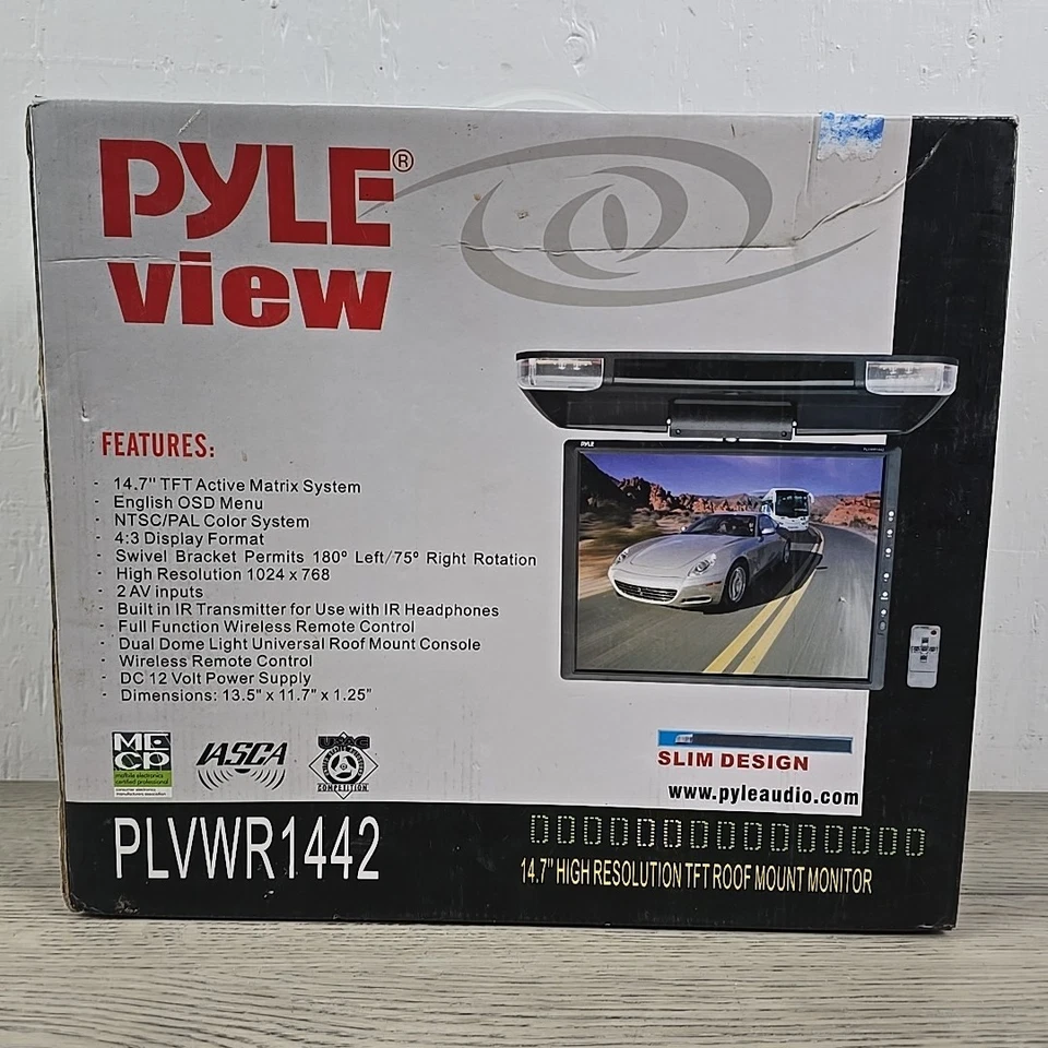 Pyle 14.7" High Resolution TRT Roof Mount Monitor & IR Transmitter w/ Remote - Image 1 of 4