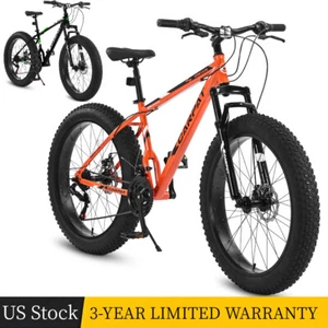 26'' Fat Tire Mountain Bike 21-Speed Urban Commuter City Bicycle for Adult/Youth - Picture 1 of 30