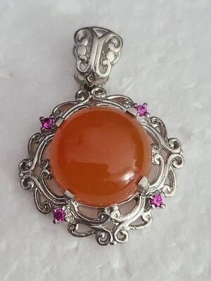 COLGANTE KARIS ACERO INOXIDABLE CORNALINA Y DIAMANTES DE IMITACIÓN ROSA Foto 1 de 4