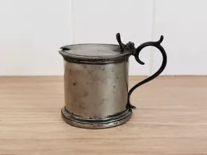 Vintage Antique James Deakin Sheffield Pewter Mustard Pot w/ Cobalt Blue Insert - Picture 1 of 9