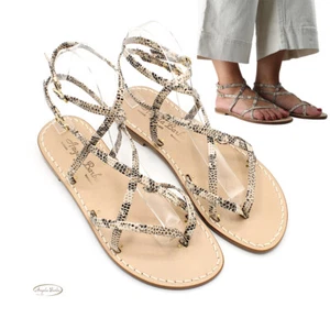 Sandali da donna artigianali capresi infradito bassi gladiatore alla schiava 39 - Imagen 1 de 33