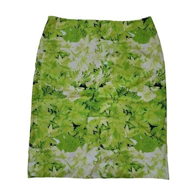 TIBI NWT Green Pencil Skirt Silk Black Floral Linen Straight 6 - Image 1 of 4