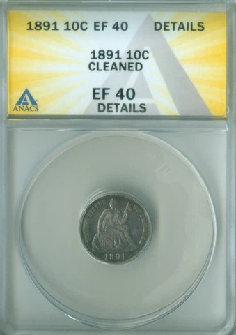1891 SEATED LIBERTY DIME ANACS EF-40 DETAILS (2330083) Cover