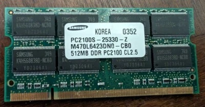 SAMSUNG 512MB DDR-266 (PC-2100) M470L6423DN0-CB0 Laptop Memory - Image 1 of 2