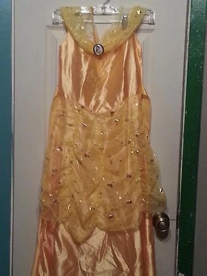 VINTAGE DISNEY CLASSIC PRINCESS BELLE CHILD YELLOW HALLOWEEN COSTUME SIZE 7-10  - Image 1 of 4