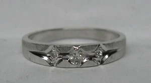 ANTIQUE VINTAGE 14K SOLID WHITE GOLD GENUINE .05 CT. DIAMOND BAND RING SIZE 6 - Picture 1 of 3