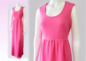 Maxi Vestido Vintage Años 70 Sin Mangas Chicle Anfitriona Fiesta Cóctel Mod GoGo S M - Imagen 1 de 5