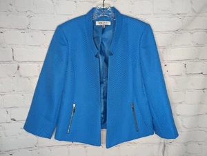 Kasper Women's Turquoise Waffle Knit Blazer W/Zip Pockets Size 6 - Picture 1 of 8