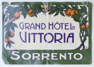 Etiqueta de equipaje vintage Grand Hotel Vittoria Sorrento Italia - Imagen 1 de 1