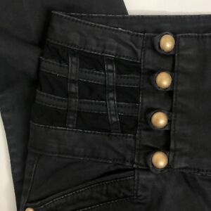 Clash Jeans Women's 11 Black Wide High Waist Mesh Detail Skinny Fit Jeans Pants