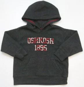 OSHKOSH B'Gosh 1895 Gray Red Polyester Boys Kids Hooded Fleece Sweatshirt 1425 - Picture 1 of 4
