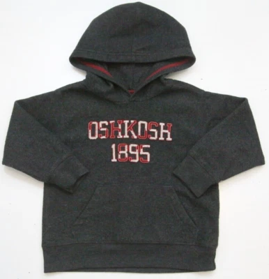 OSHKOSH B'Gosh 1895 Gray Red Polyester Boys Kids Hooded Fleece Sweatshirt 1425 - Image 1 of 4