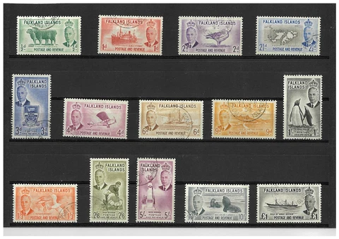 Falkland Island 1952 KGVI Pictorial Set of 14 Stamps SG172/85 Fine Used 7-11 Cover
