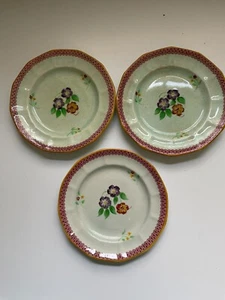 3 Calyx Ware Brot & Butter Teller kostenloser Versand, grehandbemaltes Blumenmuster. - Bild 1 von 2