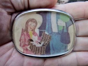De colección CATO SEÑORA Hebilla de Cinturón ARTE Gatito NIÑA Cesta de Picnic REGALO MAMÁ Gatito RARO EN MUY BUENA CONDICIÓN+ - Imagen 1 de 4