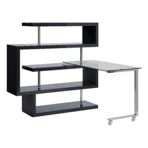 Writing Desk with 4 Swivel Etagere Shelf Brown - Picture 1 of 5