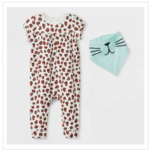Baby Girls cute Bib leopard Romper - Cat & Jack White 6-9M, Girl's (16.5-19.5lb) - Bild 1 von 1