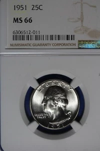 1951 NGC MS66 WASHINGTON QUARTER #B49657 - Picture 1 of 2