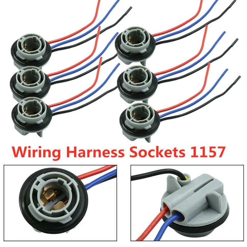 6x 1157 2357 Replacement Plug Sockets Extened Wiring Harness Tail Brake Light - Image 1 of 4