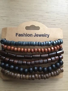 Set Of 6 Men’s Beaded Bracelet - Picture 1 of 2