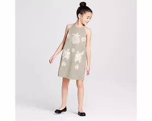 Girls' Victoria Beckham for Target green High Neck Floral Appliqué Dress Sz XS - Picture 1 of 5
