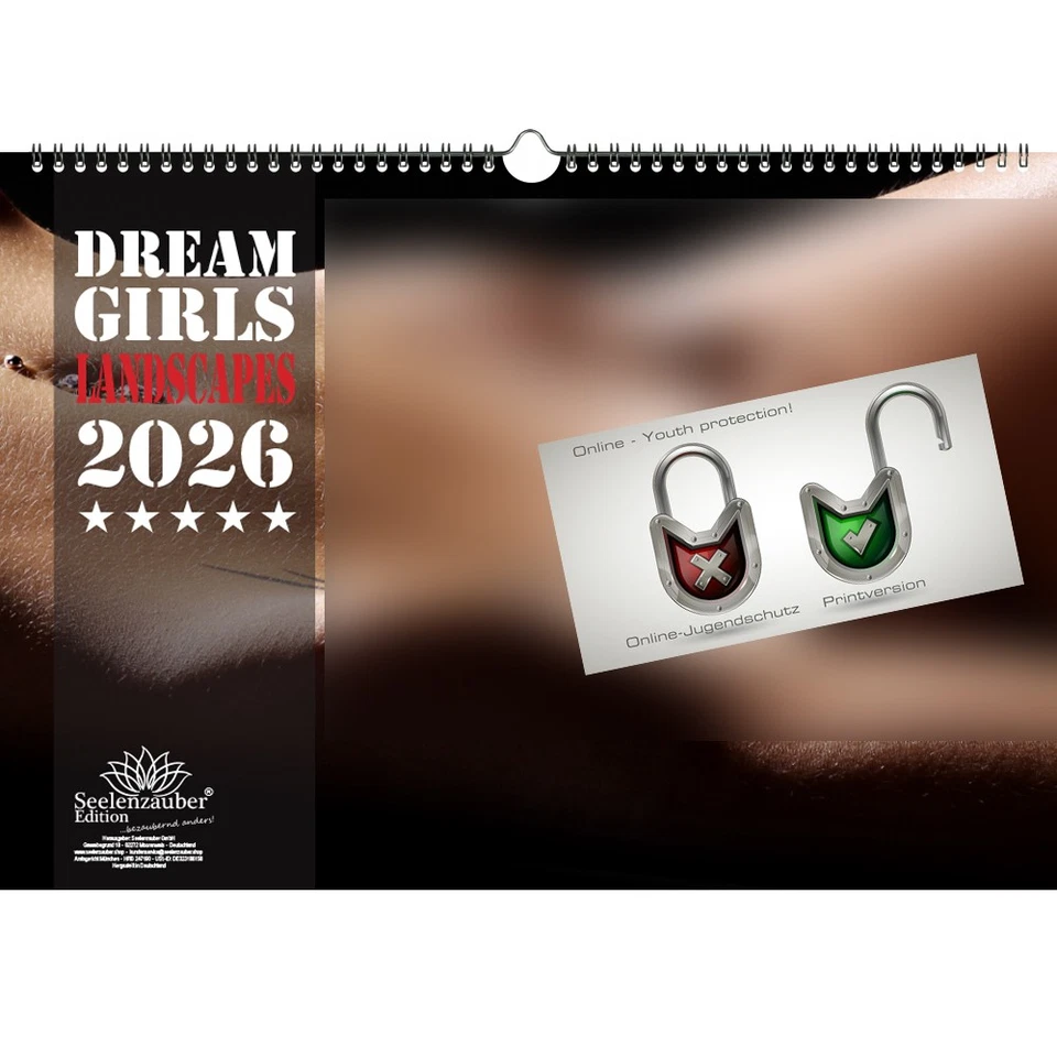SEELENZAUBER GMBH Sexy Dreamgirls Landscapes DIN A3 Kalender Querformat für 2026 Girls Erotik - Se