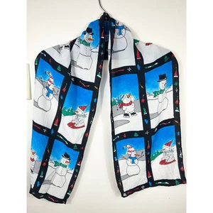 Skurriler Schneemann Schal Spaß Neuheit Druck Seide? Winterurlaub Color-Block - Bild 1 von 5