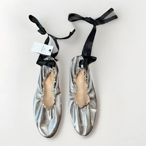 Ballerine donna ZARA in pelle argento taglia 6,5 nuove con etichetta - Foto 1 di 9