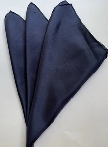 Pocket Square, Men’s, Pure Silk, Tie Rack, Dark Blue 17 Inch - Picture 1 of 5