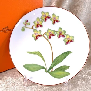 Hermes Paris Dessert Plate Jardin des Orchidees No.9 Porcelain Tableware w/Box - Picture 1 of 14