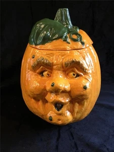 HALLOWEEN KERAMIK VINTAGE HÄSSLICHES KÜRBISGESICHT SAMMLERSTÜCK 70er JAHRE - Bild 1 von 14